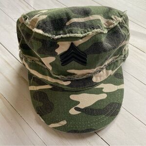 Army Cadet Style Camo Distressed Cap M/L